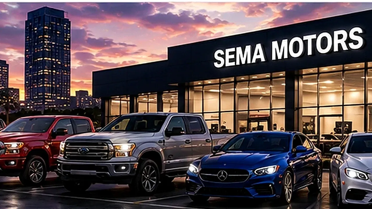 Trucks and SUVs at a dealership